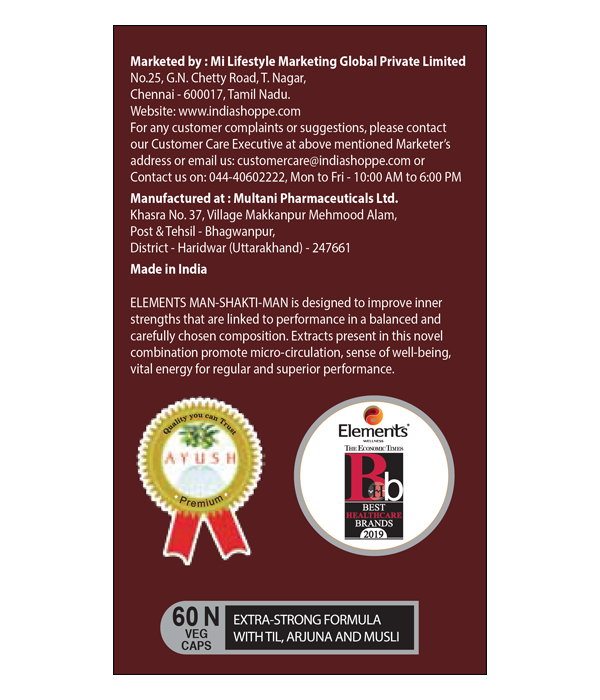 Elements Wellness Man Shakti-Man (60 Capsules) - Image 2