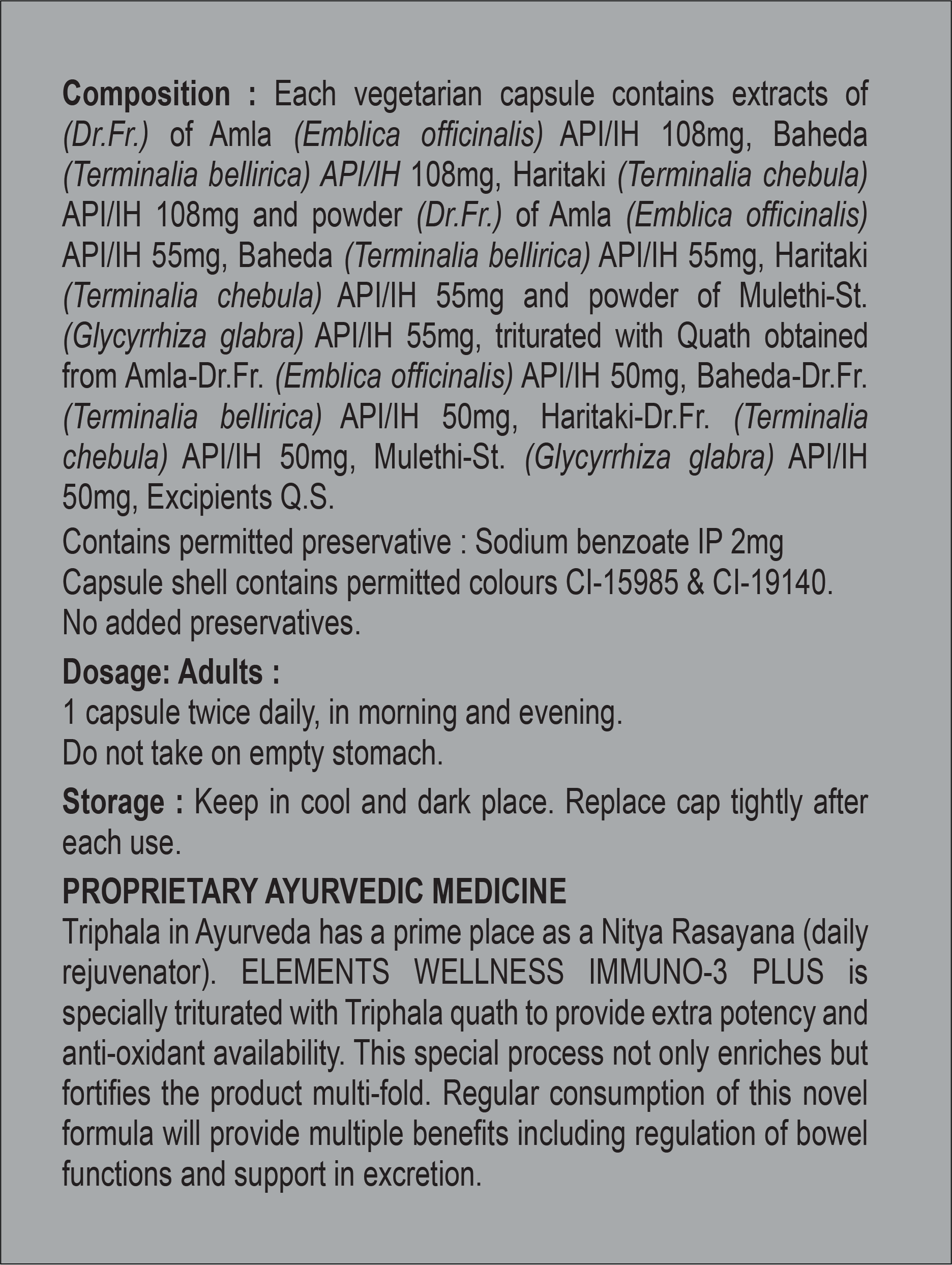 Elements Wellness Immuno-3 Plus (60 Capsules) - Image 2