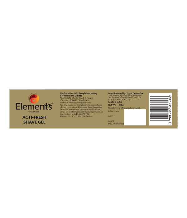 Elements Wellness Acti-Fresh Shave Gel (80g) - Image 3
