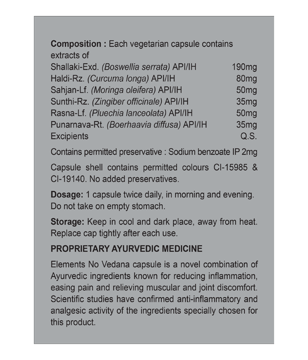 Elements Wellness No Vedana (60 Capsules) - Image 3